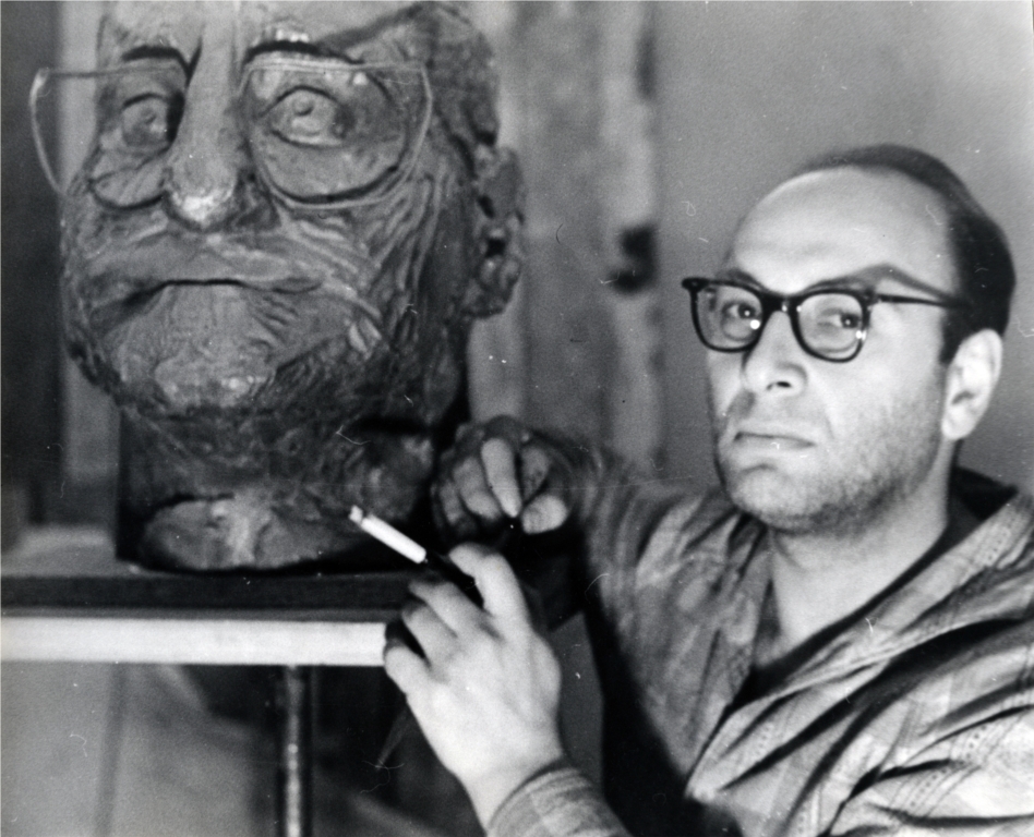 Владимир Циммерлинг с портретом Бертольта Брехта (1961), начало 1960-х гг.